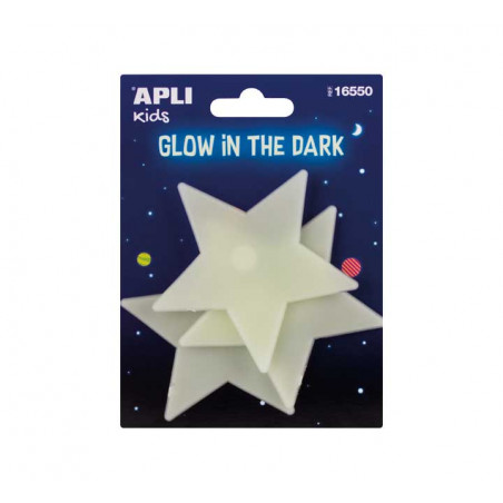 BLÍSTER 3 PEGATINAS APLI FOSFORESCENTES "ESTRELLAS"
