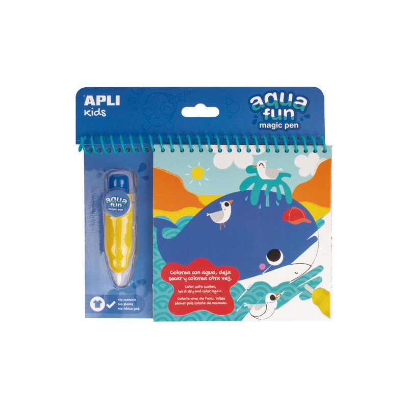 SET BLOC 6h APLI KIDS + PINCEL DE AGUA "AQUA FUN ANIMALES MARINOS"