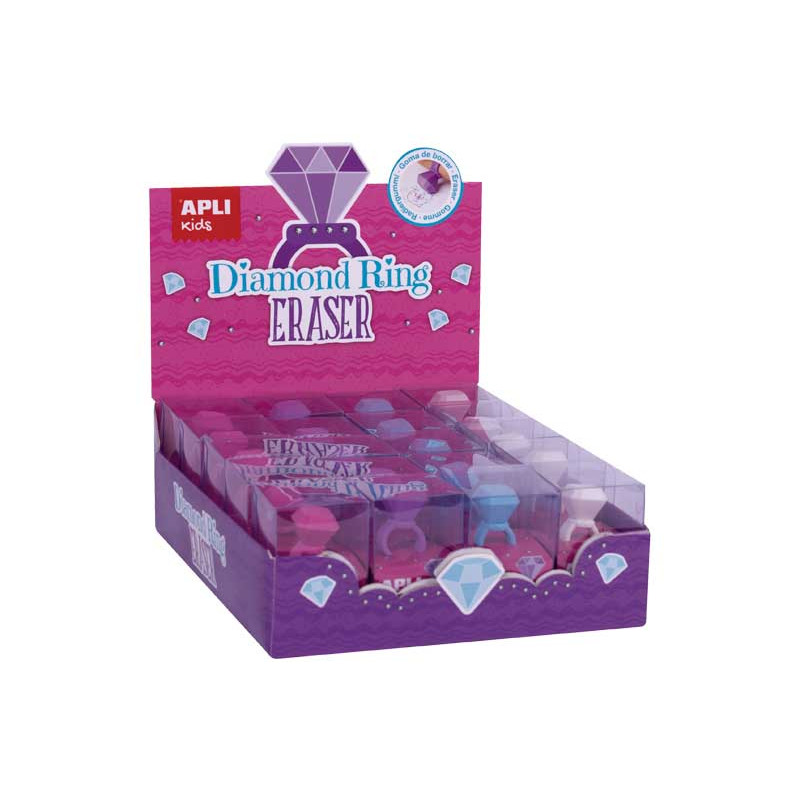 EXPOSITOR 20 GOMAS DE BORRAR APLI CON FORMA DE ANILLO DE DIAMANTE EXPOSITOR 20 GOMAS DE BORRAR APLI CON FORMA DE ANILLO DE DIAMANTE
