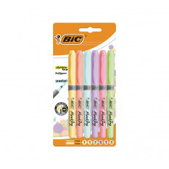 BLÍSTER 6 MARCADORES FLUORESCENTES BIC HIGHLIGHTER GRIP PASTEL