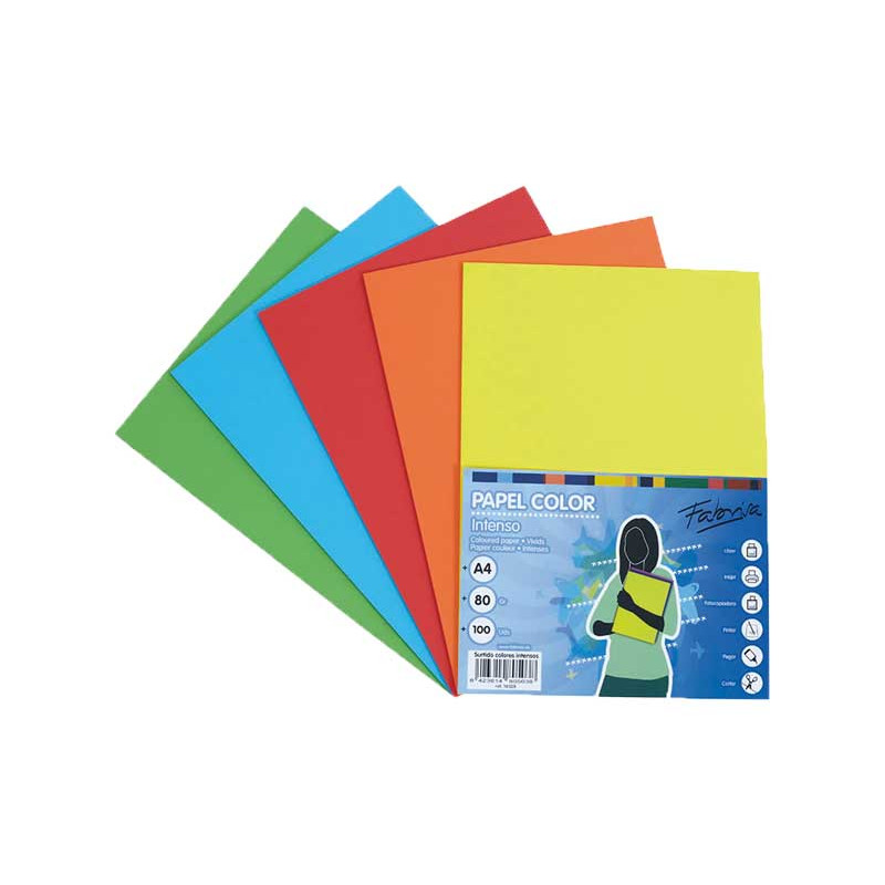 PAQUETE 100h PAPEL COLORES FABRISA A4 80gr SURTIDO INTENSO PAQUETE 100h PAPEL COLORES FABRISA A4 80gr SURTIDO INTENSO