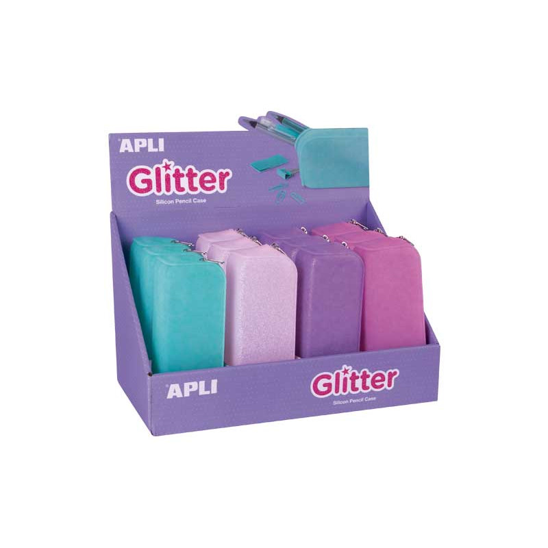 EXPOSITOR 12 ESTUCHES APLI DE SILICONA EFECTO "GLITTER" EXPOSITOR 12 ESTUCHES APLI DE SILICONA EFECTO "GLITTER"