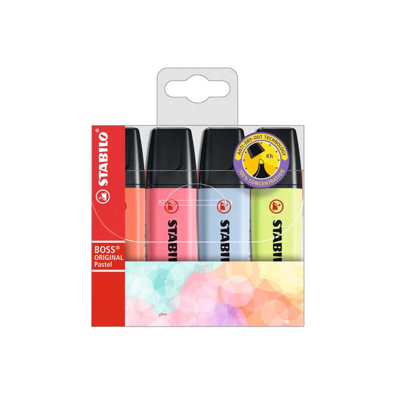 ESTUCHE 4 MARCADORES STABILO BOSS ORIGINAL PASTEL 1 ESTUCHE 4 MARCADORES STABILO BOSS ORIGINAL PASTEL 1