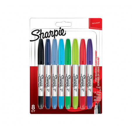 BLÍSTER 8 MARCADORES PERMANENTES SHARPIE TWIST TIP 2 EN 1
