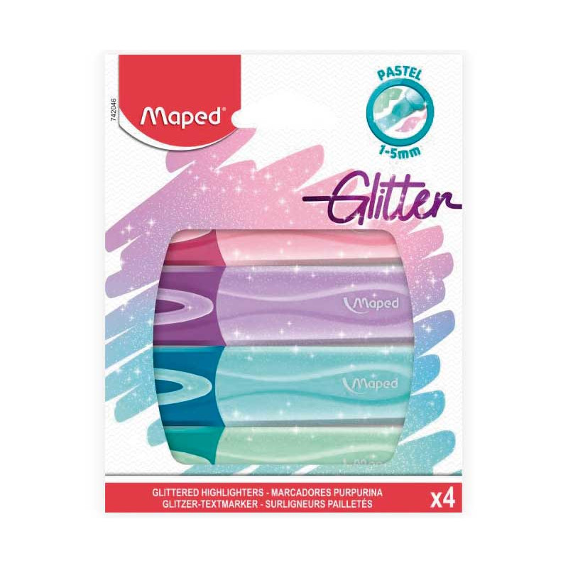 ESTUCHE 4 MARCADORES MAPED GLITTER FLUO PEP`S PASTEL