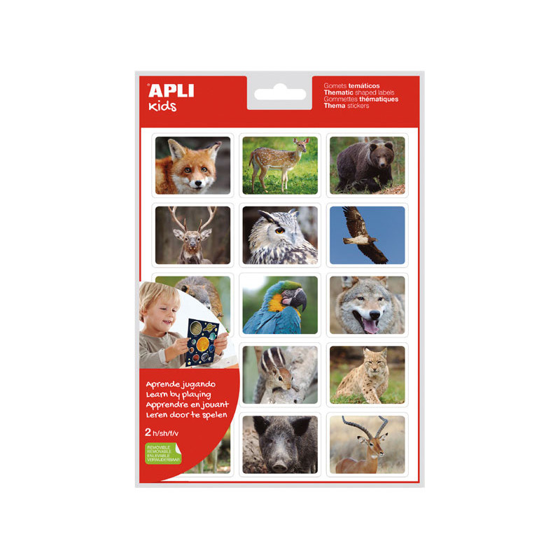 BLÍSTER 15 GOMETS TEMÁTICOS APLI KIDS "ANIMALES BOSQUE"
