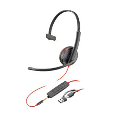 AURICULARES BLACKWIRE 3215 MONAURAL USB-C + CONECTOR DE 3,5 MM + ADAPTADOR USB-C/A (PAQUETE)