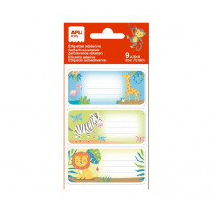 EXPOSITOR 60 BOLSAS 9 ETIQUETAS ESCOLARES APLI KIDS 75x35mm