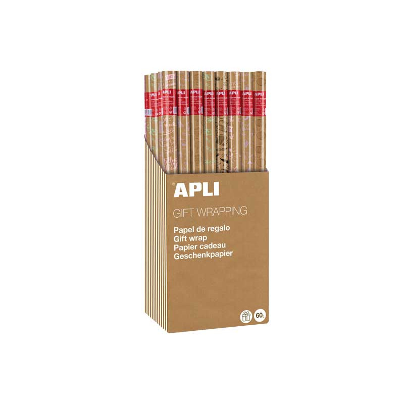 CAJA. 55 ROLLOS PAPEL REGALO APLI "KRAFT FUN" 2m CAJA. 55 ROLLOS PAPEL REGALO APLI "KRAFT FUN" 2m