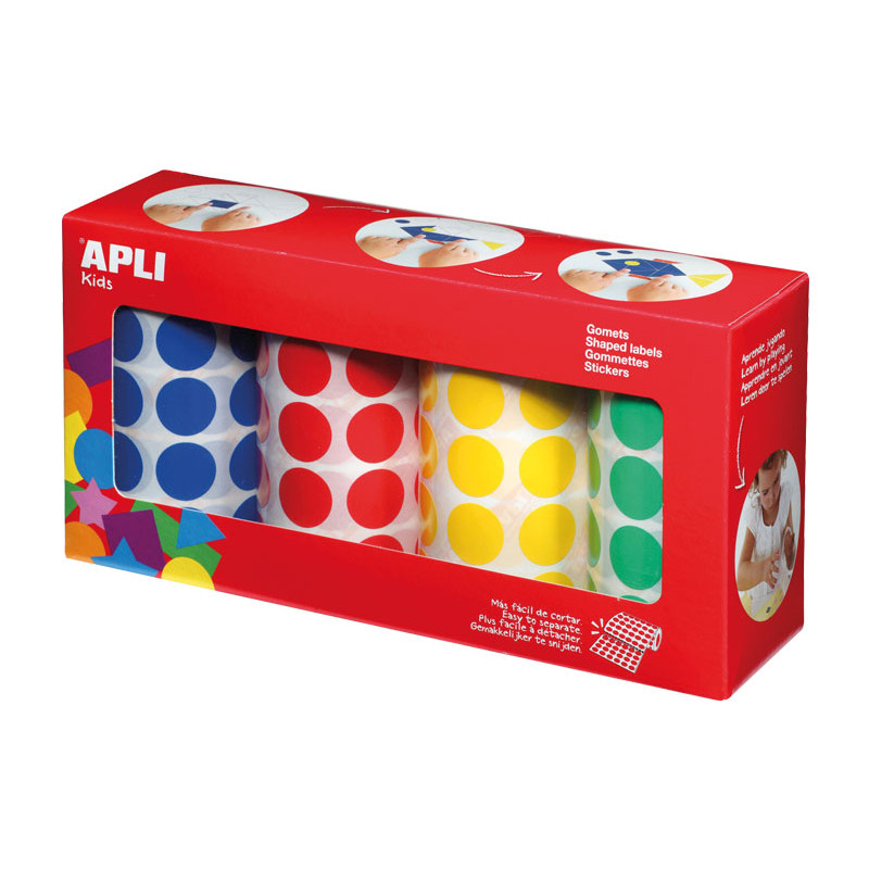 PACK 4 ROLLOS GOMETS APLI KIDS CIRCULARES Ø20mm