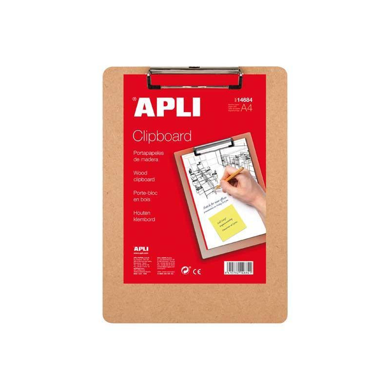 CLIPBOARD APLI  A4 BASE MADERA