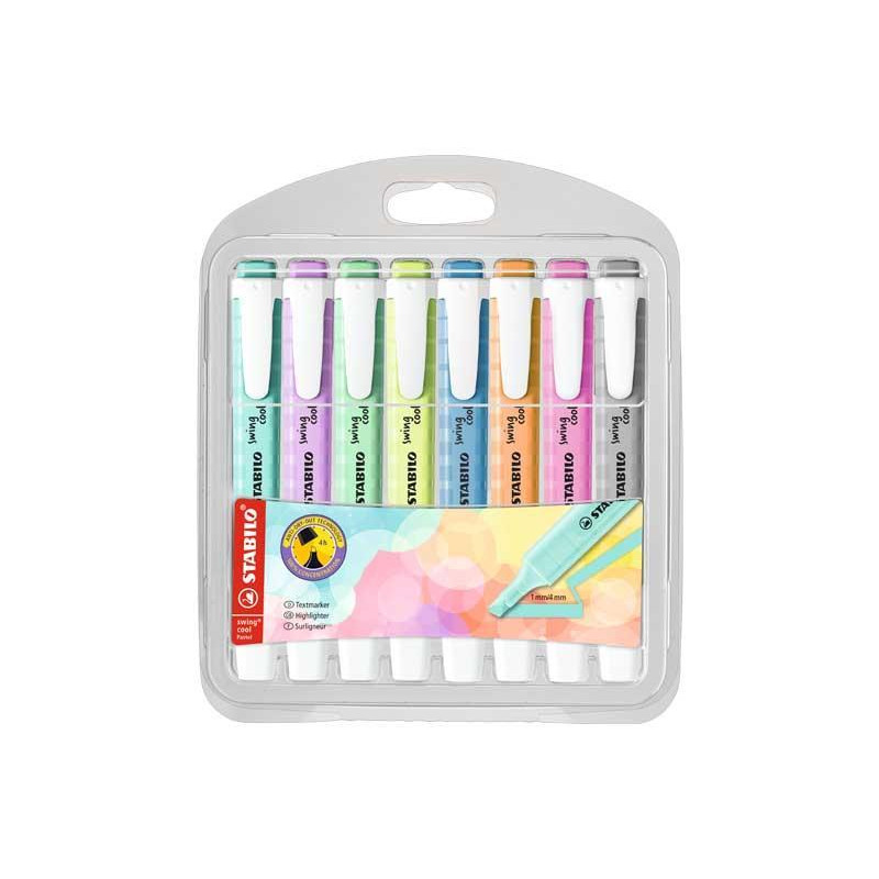 ESTUCHE 8 MARCADORES FLUORESCENTES STABILO SWING COOL PASTEL 2 ESTUCHE 8 MARCADORES FLUORESCENTES STABILO SWING COOL PASTEL 2