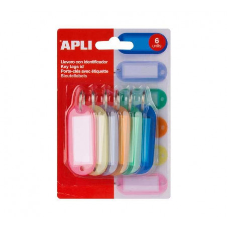 BLÍSTER 6 LLAVEROS APLI TRANSLÚCIDO