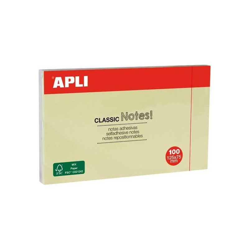 BLOC 100h NOTAS ADHESIVAS APLI "CLASSIC" 125x57mm