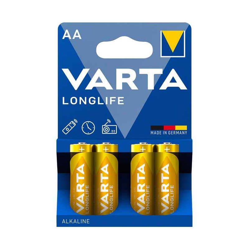 BLÍSTER 4 PILAS VARTA AA LONGLIFE LR6 1,5V BLÍSTER 4 PILAS VARTA AA LONGLIFE LR6 1,5V