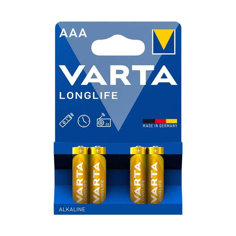 BLÍSTER 4 PILAS VARTA AAA LONGLIFE LR03 1,5V BLÍSTER 4 PILAS VARTA AAA LONGLIFE LR03 1,5V