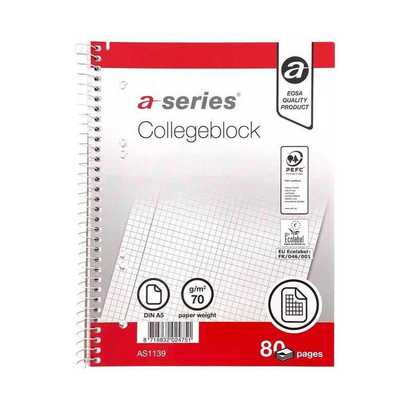 CUADERNO ESPIRAL A-SERIES A5 80h