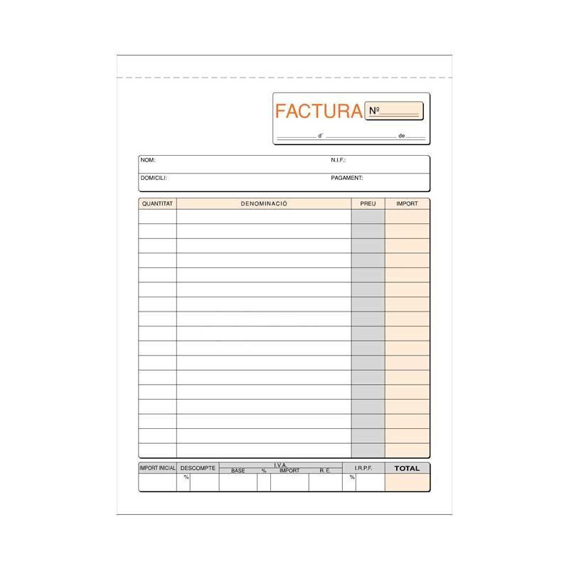 TALONARIO LOAN FACTURAS 4º SIN COPIA CATALÁN