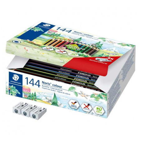CAJA 144 LÁPICES STAEDTLER NORIS COLOUR 185 + 3 SACAPUNTAS