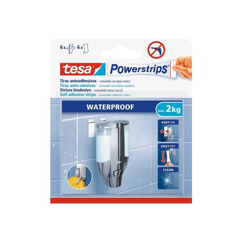BLÍSTER 6 TIRAS TESA POWERSTRIPS® WATERPROOF GRANDES BLÍSTER 6 TIRAS TESA POWERSTRIPS® WATERPROOF GRANDES
