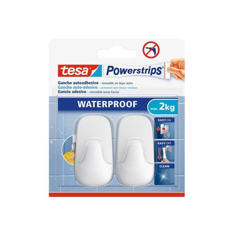 BLÍSTER 2 GANCHOS TESA POWERSTRIPS® WATERPROOF PLÁSTICO BLÍSTER 2 GANCHOS TESA POWERSTRIPS® WATERPROOF PLÁSTICO
