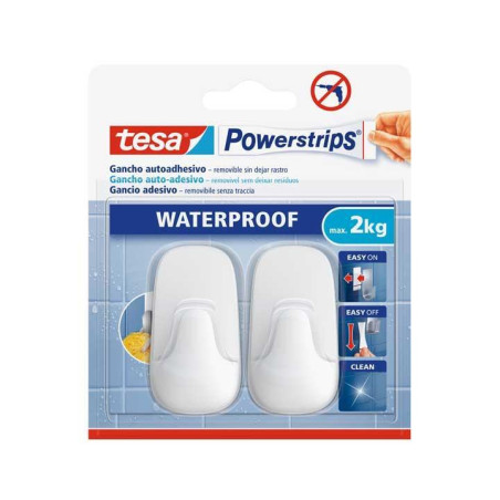 BLÍSTER 2 GANCHOS TESA POWERSTRIPS® WATERPROOF PLÁSTICO
