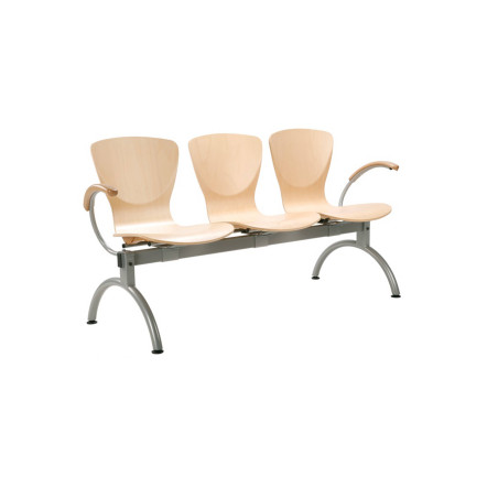 BANCADA DE MADERA POZOLORENTE 3 PLAZAS CON BRAZOS