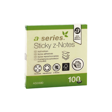 BLOC DE NOTAS A-SERIES Z-NOTES 75x75mm