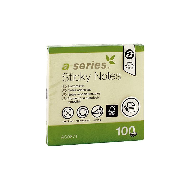 BLOC DE NOTAS A-SERIES REPOSICIONABLES 75x75mm BLOC DE NOTAS A-SERIES REPOSICIONABLES 75x75mm