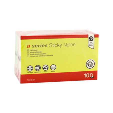 BLOC DE NOTAS A-SERIES REPOSICIONABLE NEÓN 75x125mm