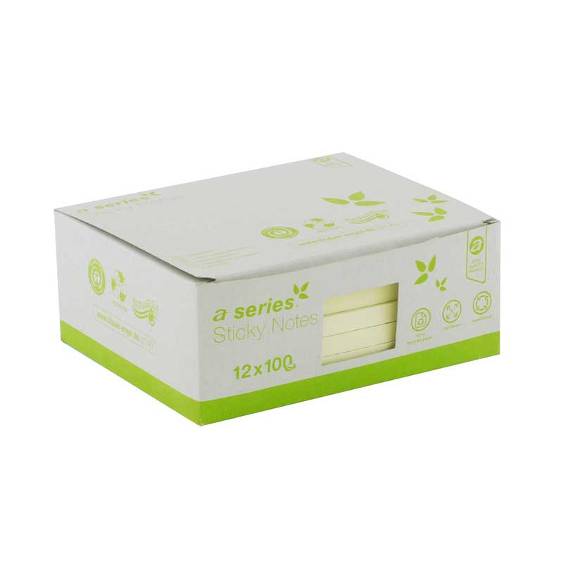 CAJA 12 BLOCS NOTAS ADHESIVAS RECICLADAS A-SERIES 125x75mm CAJA 12 BLOCS NOTAS ADHESIVAS RECICLADAS A-SERIES 125x75mm