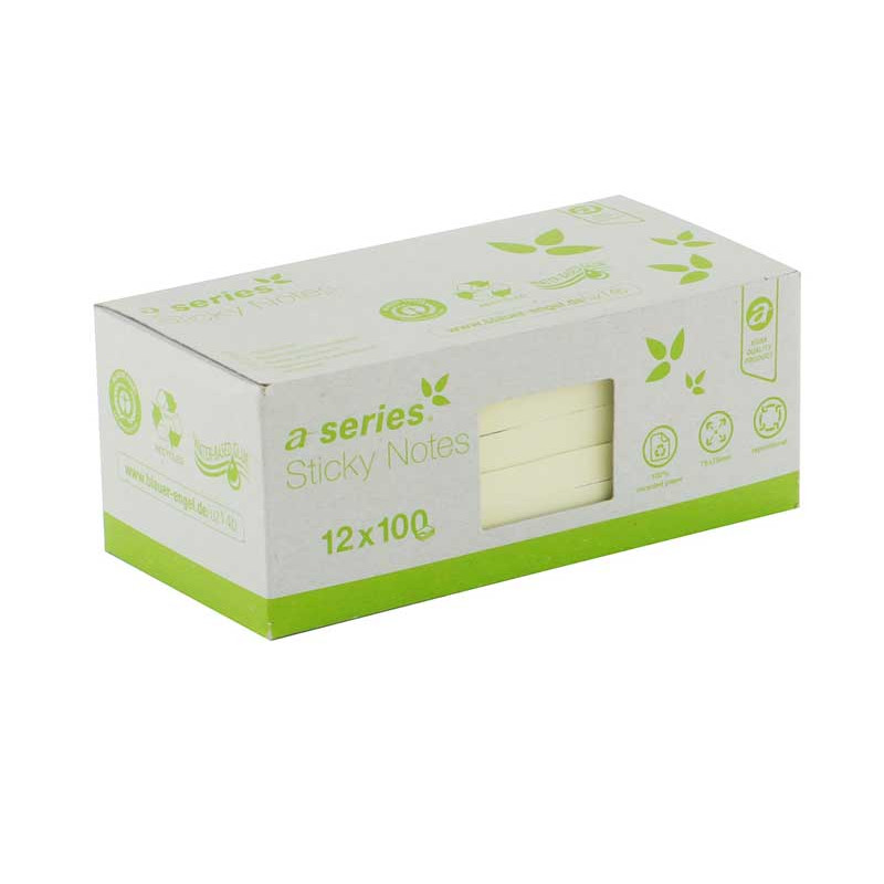 CAJA 12 BLOCS NOTAS ADHESIVAS RECICLADAS A-SERIES 75x75mm CAJA 12 BLOCS NOTAS ADHESIVAS RECICLADAS A-SERIES 75x75mm