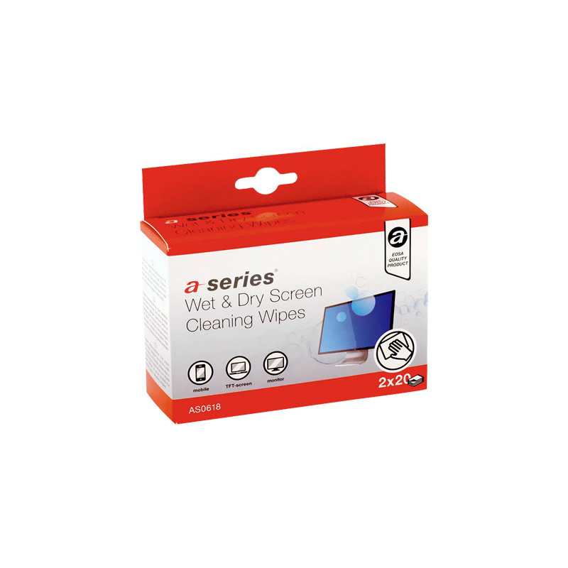 CAJA 40 TOALLITAS A-SERIES LIMPIEZA PANTALLAS CAJA 40 TOALLITAS A-SERIES LIMPIEZA PANTALLAS