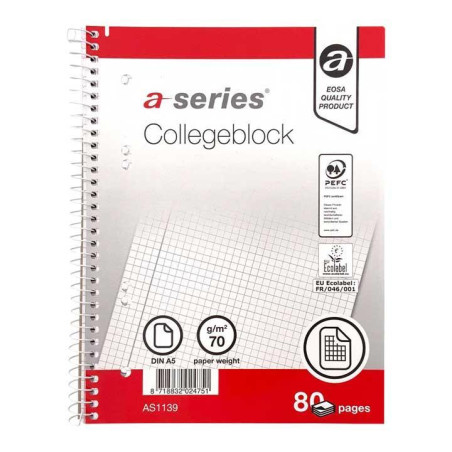 CUADERNO ESPIRAL A-SERIES A5 80h
