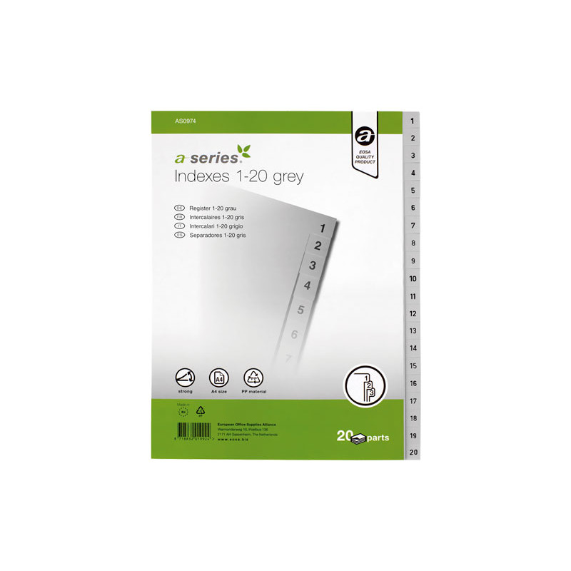 ÍNDICE A-SERIES DE POLIPROPILENO 1-20 POSICIONES ÍNDICE A-SERIES DE POLIPROPILENO 1-20 POSICIONES