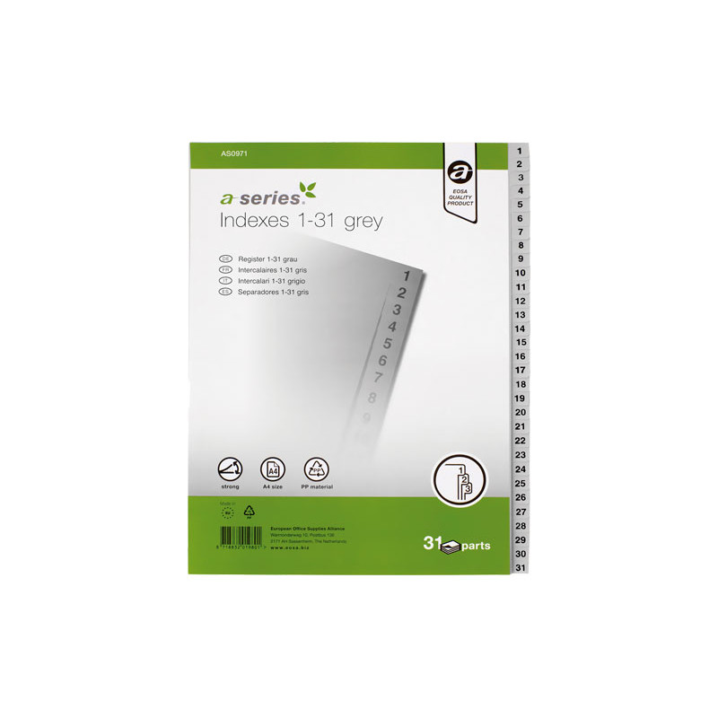 ÍNDICE A-SERIES DE POLIPROPILENO 1-31 POSICIONES ÍNDICE A-SERIES DE POLIPROPILENO 1-31 POSICIONES
