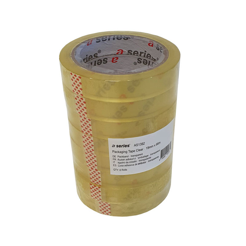 PACK 8 ROLLOS CINTA ADHESIVA A-SERIES 19mm X 66m PACK 8 ROLLOS CINTA ADHESIVA A-SERIES 19mm X 66m