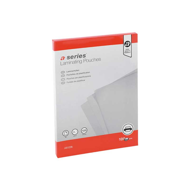 PACK 100 FUNDAS DE PLASTIFICAR A-SERIES BRILLO A4 125 MICRAS PACK 100 FUNDAS DE PLASTIFICAR A-SERIES BRILLO A4 125 MICRAS