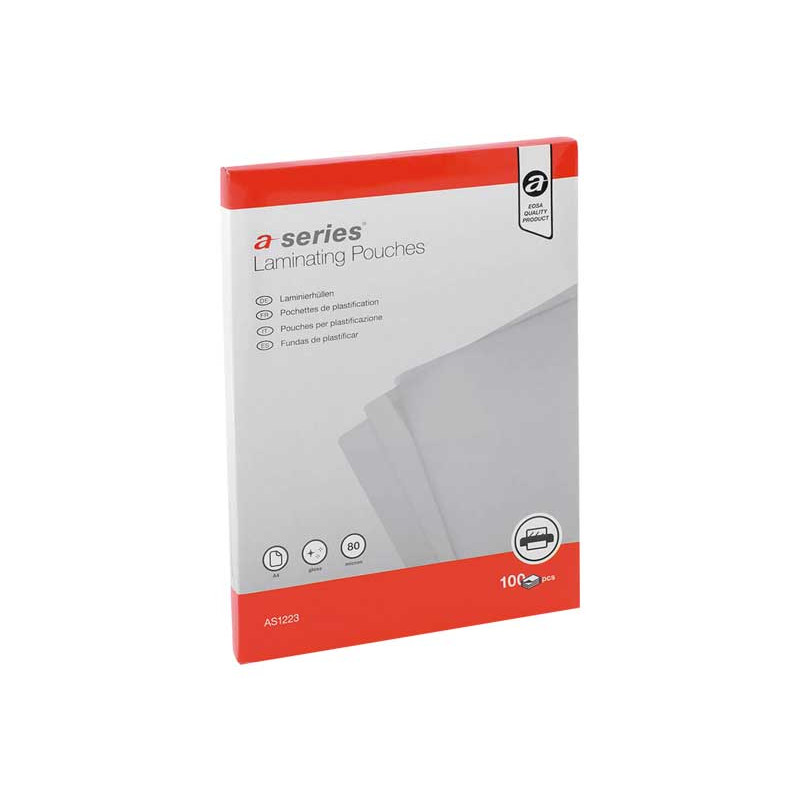 PACK 100 FUNDAS DE PLASTIFICAR A-SERIES BRILLO A4 80 MICRAS PACK 100 FUNDAS DE PLASTIFICAR A-SERIES BRILLO A4 80 MICRAS