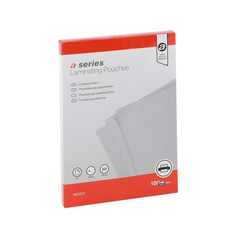 PACK 100 FUNDAS DE PLASTIFICAR A-SERIES BRILLO A5 80 MICRAS PACK 100 FUNDAS DE PLASTIFICAR A-SERIES BRILLO A5 80 MICRAS