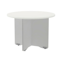 MESA ROCADA CIRCULAR Y PIE PANEL SERIE MEETING COL. ALUMINIO - BLANCO 100 CM