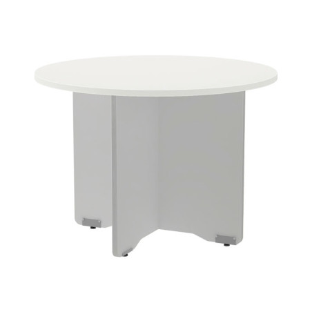 MESA ROCADA CIRCULAR Y PIE PANEL SERIE MEETING COL. ALUMINIO - BLANCO 100 CM