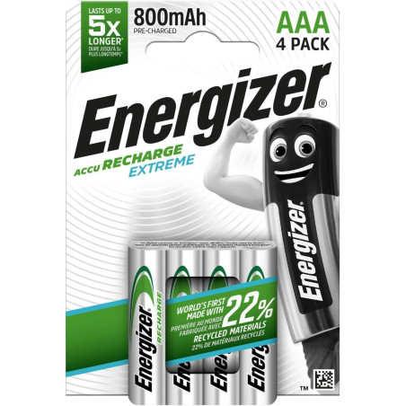 BLÍSTER 4 PILAS RECARGABLES ENERGIZER EXTREME AAA