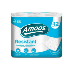 PACK 12 ROLLOS PAPEL HIGIÉNICO AMOOS RESISTANT 13m