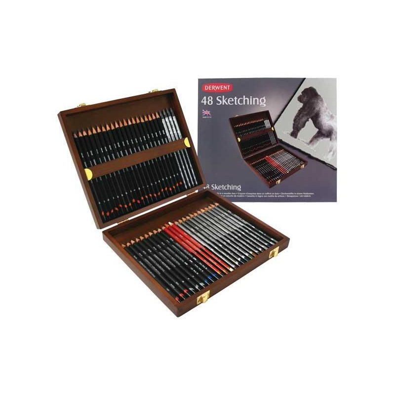 CAJA DE MADERA 48 LÁPICES DERWENT "SKETCHING"