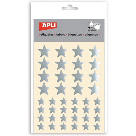 BOLSA GOMETS DE ESTRELLAS APLI METALIZADOS PLATA