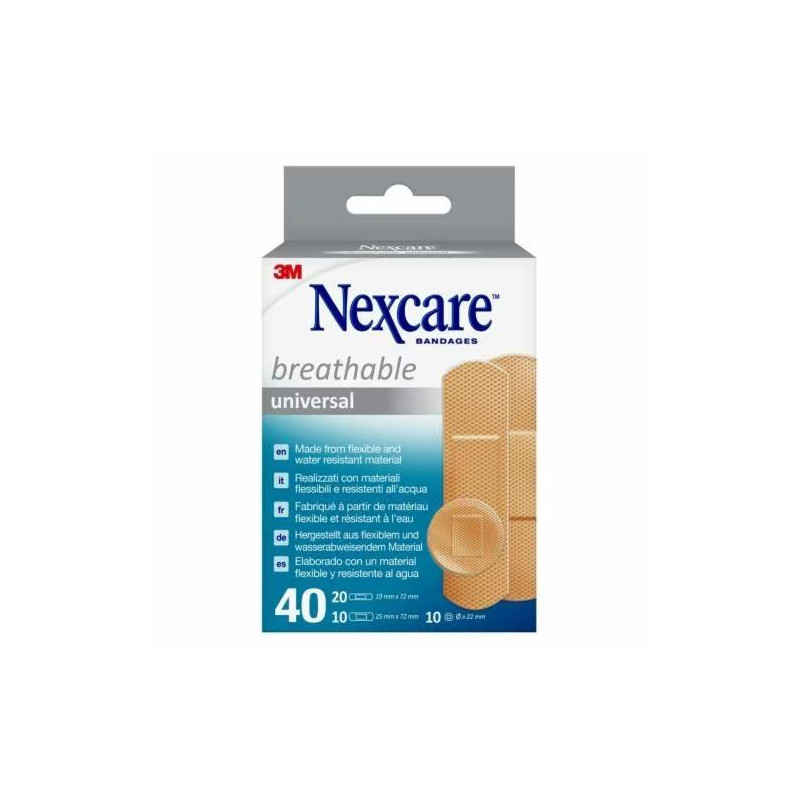 PAQUETE 40 APÓSITOS NEXCARE UNIVERSAL BREATHABLE PAQUETE 40 APÓSITOS NEXCARE UNIVERSAL BREATHABLE