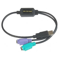 ADP-203 WEDGE TO USB ADAPTER CABLE PS/2 0,5 M 2X 6-P MINI-DIN USB A NEGRO