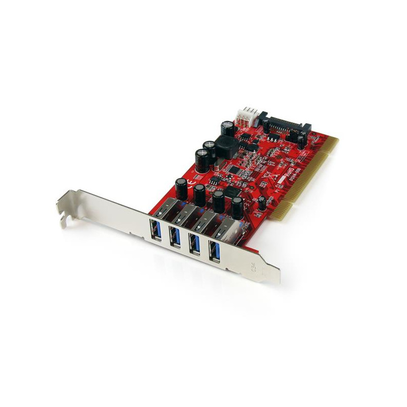 TARJETA ADAPTADOR PCI USB 3.0 SUPERSPEED DE 4 PUERTOS CON CONECTOR LP4 SATA - HUB CONCENTRADOR INTERNO