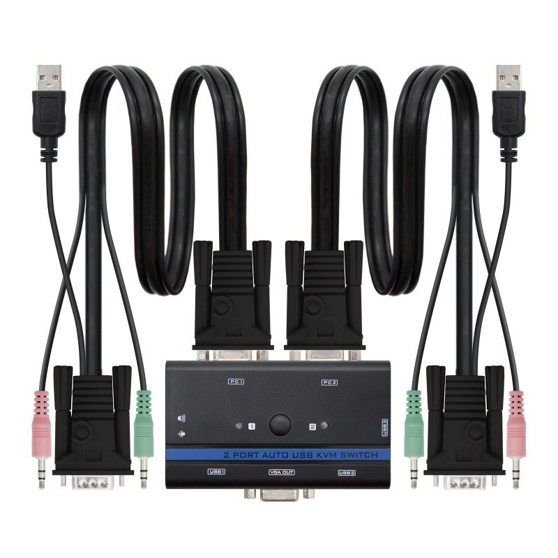 KVM SWITCH VGA USB 1U-2PC+CABLE